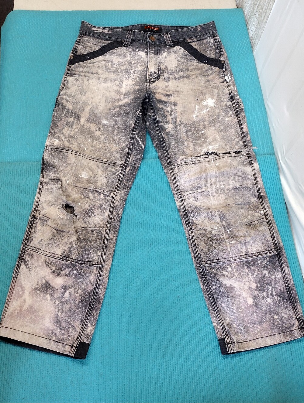 Ridgecut Men's Camo Grey Wash Distressed Jeans Pants Relaxed Ripped - 34x28